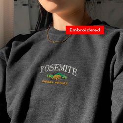 yosemite vintage sweatshirt, embroidered crewneck sweater, national park shirt, sierra nevada