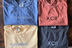 custom comfort colors roman numerals t shirt  couples gift t-shirts  personalized date and initial t-shirts  roman numer