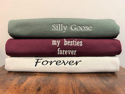 custom embroidered sweatshirt  custom text crew sweatshirt  personalized crewneck sweater  couples matching sweatshirts