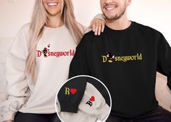 embroidered couple disneyworld sweatshirt, embroidered mickey and minnie sweatshirt, magic trip hoodie, disney trip swea