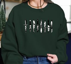 embroidered fall ghost sweatshirt, horror movie knives sweatshirt, halloween horror hoodie, halloween knives hoodie, hal