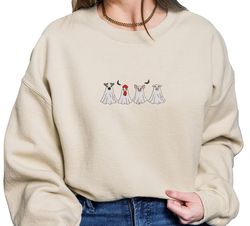 embroidered halloween animal ghosts shirts, chicken turkey ghosts embroidered sweatshirt, dog ghost embroidered, hallowe