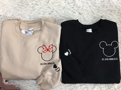 embroidered mickey and minnie sweatshirt, anniversary gift, gift for couples, lovely sweatshirt, magic trip hoodie, disn