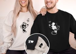 embroidered mickey and minnie sweatshirt, anniversary gift, gift for couples, lovely sweatshirt, magic trip hoodie, disn