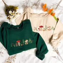 mushrooms embroidered sweatshirt  mushrooms embroidered t-shirt  mushrooms embroidered hoodie  mushrooms sweater  crew n