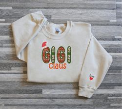 personalisation gigi christmas sweatshirt, custom christmas crewneck, christmas custom embroidered sweatshirt , custom g