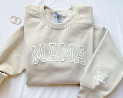 personalized mama sweatshirt with kid names on sleeve, mothers day gift, birthday gift for mom, new mom gift, minimalist