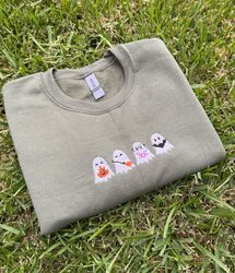 spooky ghost embroidery sweatshirt  boo bat broom pumpkin ghost embroidery crewneck  halloween xmas ghost sweatshirt  sp