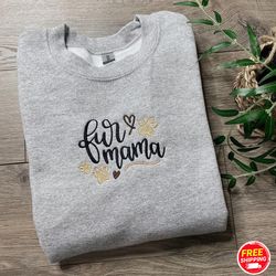 mama embroidered sweatshirt, custom fur mama embroidered sweatshirt with kids names on sleeve, gift for her, gifts for m