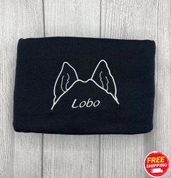 personalized dog ear embroidered sweatshirt, custom embroidered dog ear crewneck, crewneck sweatshirt for dog moms, gift