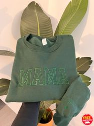 personalized mama embroidered sweatshirt, custom mama with kids name heart on sleeve, mothers day gift personalized, gif
