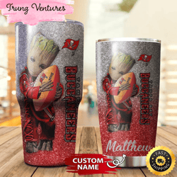 custom name nfl tampa bay buccaneers tumbler baby groot loves rugby tumbler