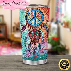 hippie peace dreamcatcher stainless steel cup tumbler