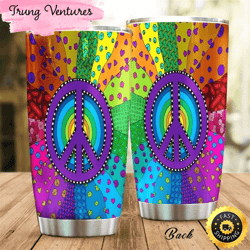 hippie peace pattern stainless steel cup tumbler