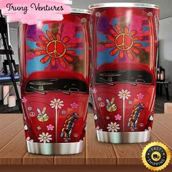 hippie red bus stainless steel cup tumbler