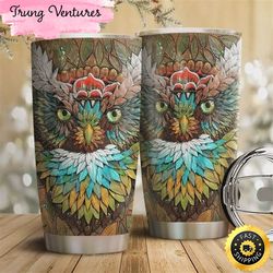 owl hippie style stainless steel tumbler for men and women