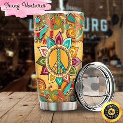 peace hippie stainless steel tumbler for men and women