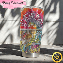 peace love hippie van stainless steel cup tumbler