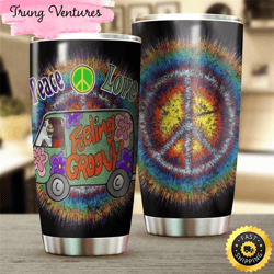 peace love hippie van stainless steel tumbler for men and women