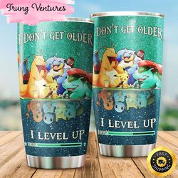 pikachu i level up 2 gift for lovers travel tumbler