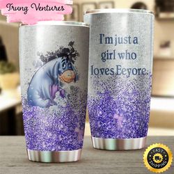 purple winnie the pooh eeyore bling bling gift for lover day travel tumbler