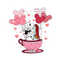 jack and sally valentine tea cup balloon svg