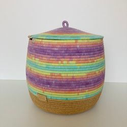 large storage basket with lid 12'' x 10''