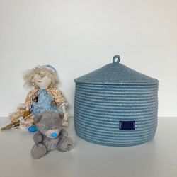 jute basket storage with lid 8'' x 9.5''