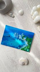 seascape in oil. a handmade oil painting. mini oil painting