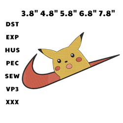 nike x pikachu embroidery design file, nike x pikachu anime inspired embroidery design file, machine embroidery design