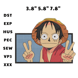 luffy funny embroidery design file, anime inspired embroidery design file, machine embroidery design