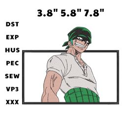 zoro op w embroidery design file, anime inspired embroidery design file, machine embroidery design