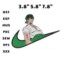 nike x zoro embroidery design file, anime inspired embroidery design file, machine embroidery design