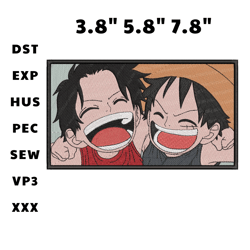 luffy & ace embroidery design file, anime inspired embroidery design file, machine embroidery design