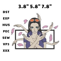 nico robin embroidery design file, anime inspired embroidery design file, machine embroidery design