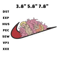 nike x doflamingo embroidery design file, anime inspired machine embroidery design, digital anime embroidery files