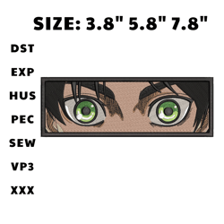 eren boxed eyes - anime embroidery design, anime inspired machine embroiery design, digital anime embroidery files