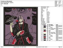 itachi uchiha monster anime embroidery design, anime naruto inspired machine embroiery design, digital anime