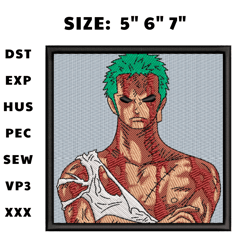 zoro blood embroidery design, one piece embroidery, anime design, embroidery shirt, embroidery file, digital download