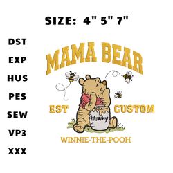 mama bear embroidery design, mother's day embroidery design, vintage mom embroidery designs, retro mama files