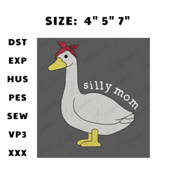 silly mama embroidery design, goose embroidery design, mama design, mama embroidery machine design, instant download