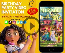 encanto birthday invitation, encanto animated invitation, encanto birthday electronic personalzied video invitation for