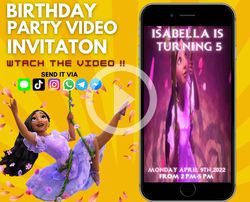 isabela encanto invitation, isabella encanto video invitation, encanto birthday electronic personalzied video invitation