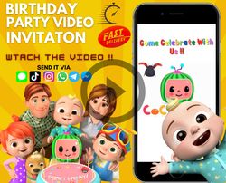 cocomelon invitation, cocomelon video invitation, cocomelon birthday invitation, kids birthday invitation,