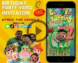 cody cocomelon invitation, cocomelon video invitation, cocomelon birthday invitation, kids birthday invite