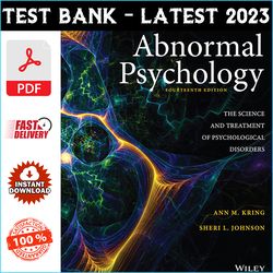 test bank for abnormal psychology 14th edition kring - pdf