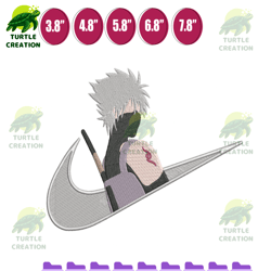 kakashi x nike - anime embroidery design, anime inspired machine embroidery design, digital anime embroidery file, files