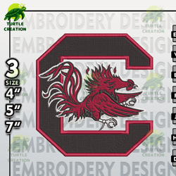 south carolina gamecocks embroidery files, ncaa logo embroidery designs, ncaa gamecocks embroidery - turtle creation