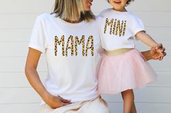 mama mini leopard shirts, mothers day shirt, matching shirts for mommy and baby, mother and child outfit, gift for new m