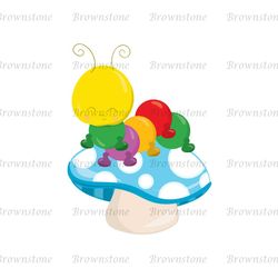 Alice In Wonderland Colorful Caterpillar Mushroom SVG